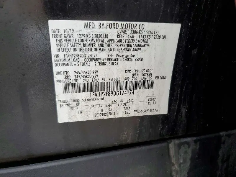 2013 FORD TAURUS LIMITED  