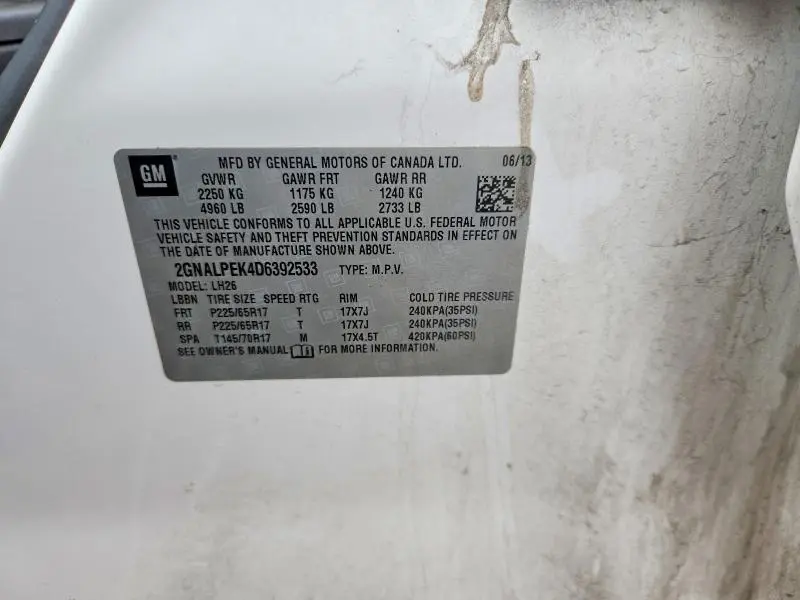 2013 CHEVROLET EQUINOX LT  