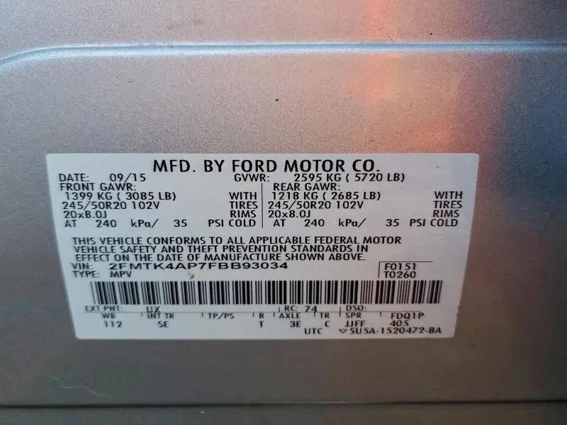 2015 FORD EDGE SPORT  