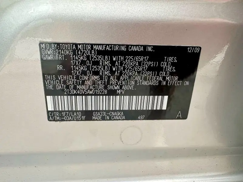 2010 TOYOTA RAV4 LIMITED  