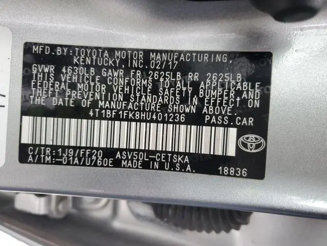 2017 TOYOTA CAMRY LE  