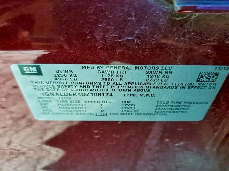 2013 CHEVROLET EQUINOX LT  