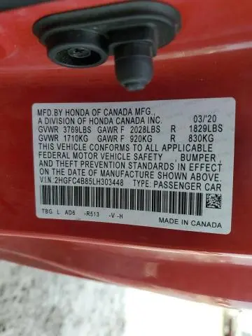 2020 HONDA CIVIC SPORT