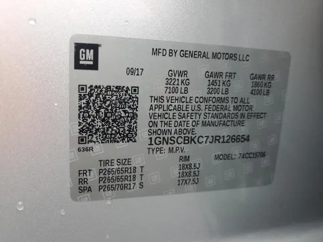 2018 CHEVROLET TAHOE C1500 LT  
