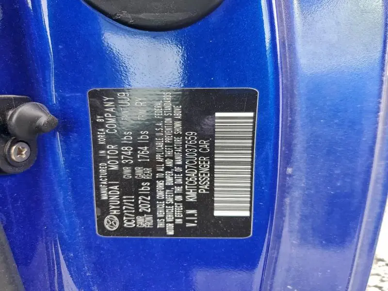 2012 HYUNDAI VELOSTER   