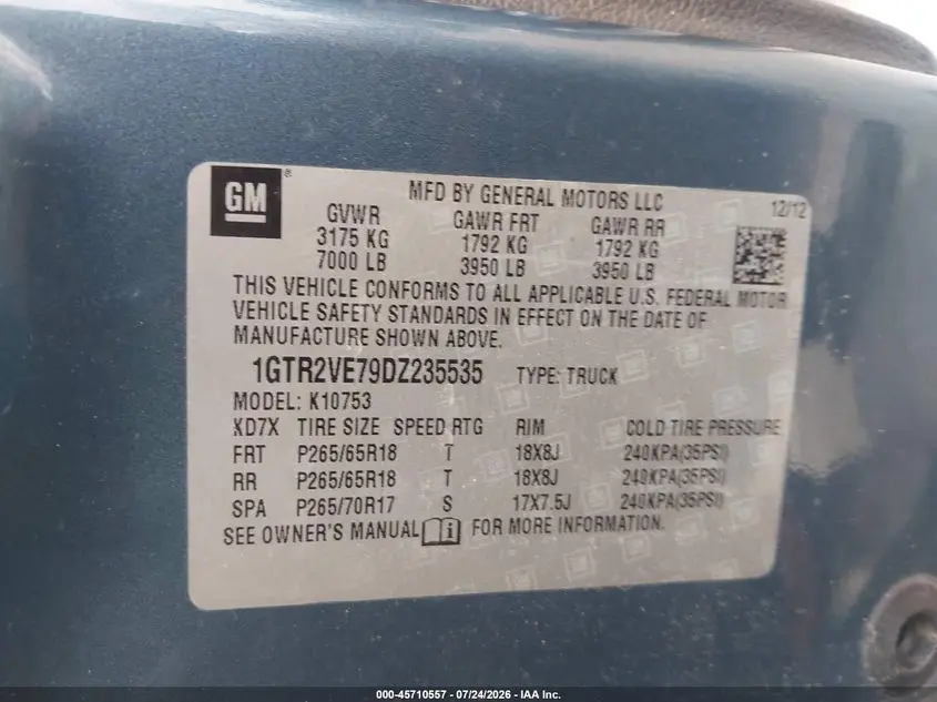 2013 GMC SIERRA 1500 SLE