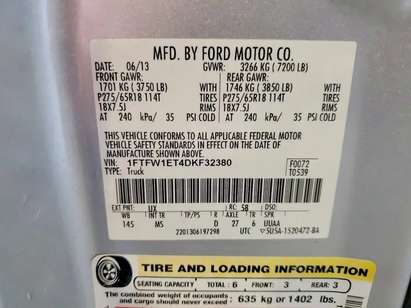 2013 FORD F150 SUPERCREW  