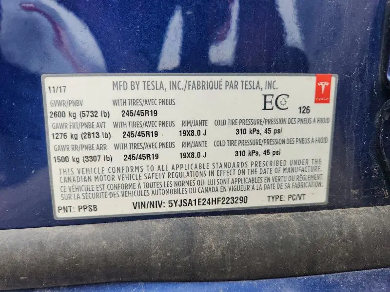 2017 TESLA MODEL S   