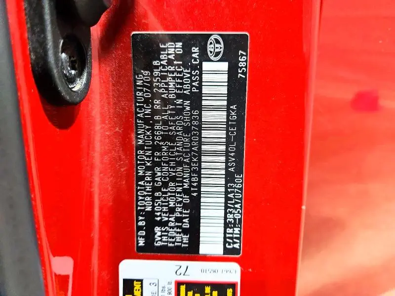2010 TOYOTA CAMRY XLE  