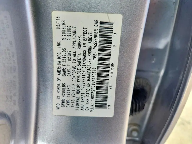 2016 HONDA ACCORD LX  