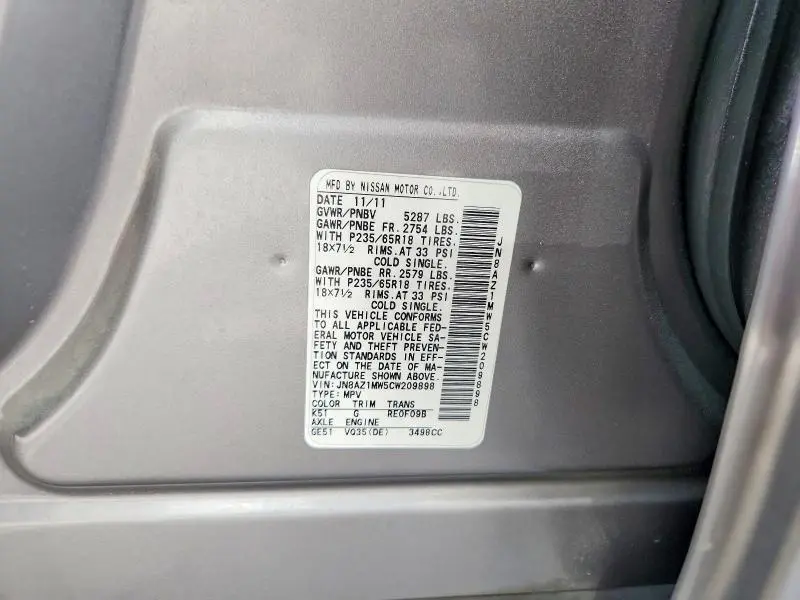 2012 NISSAN MURANO S  