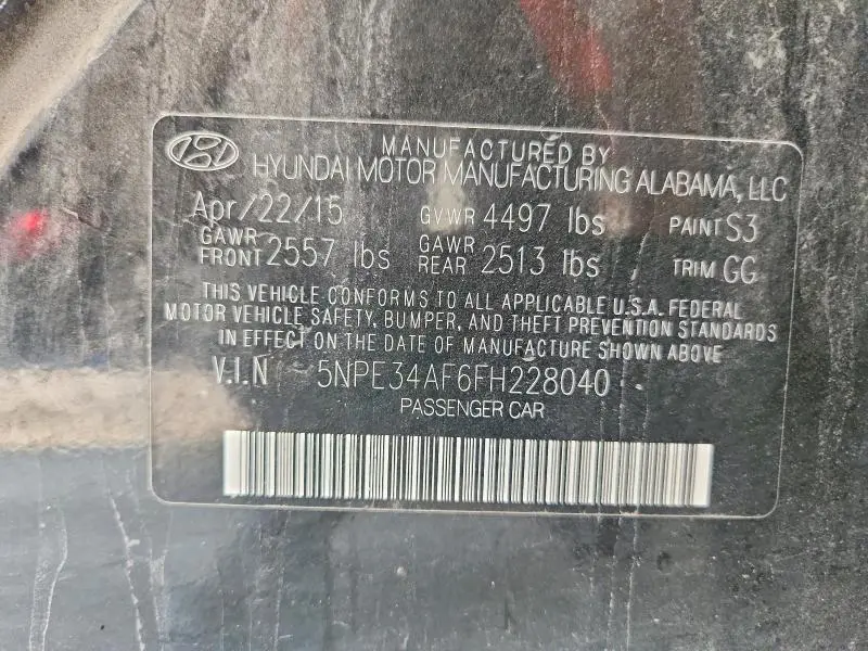 2015 HYUNDAI SONATA SPORT  