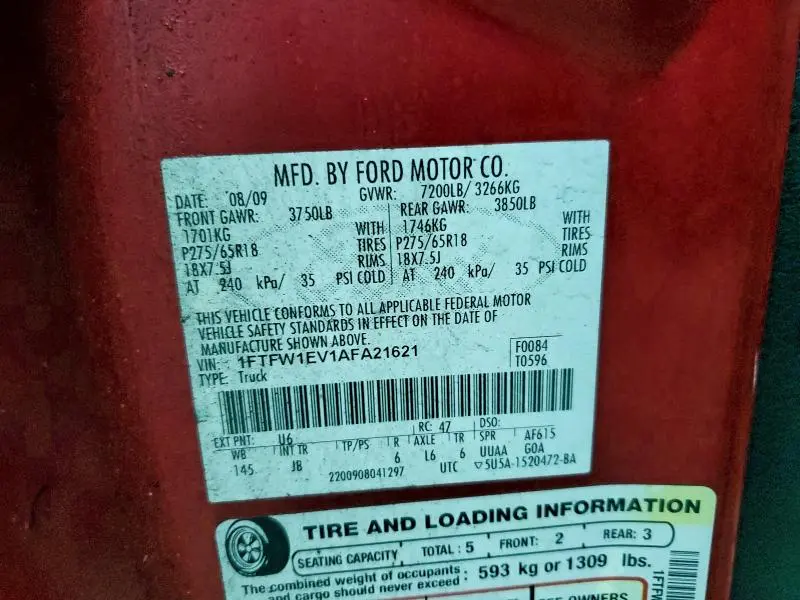 2010 FORD F150 SUPERCREW  