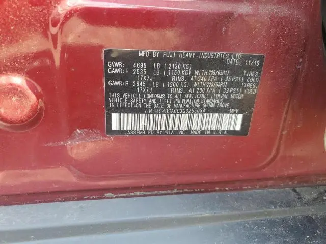2016 SUBARU OUTBACK 2.5I PREMIUM  