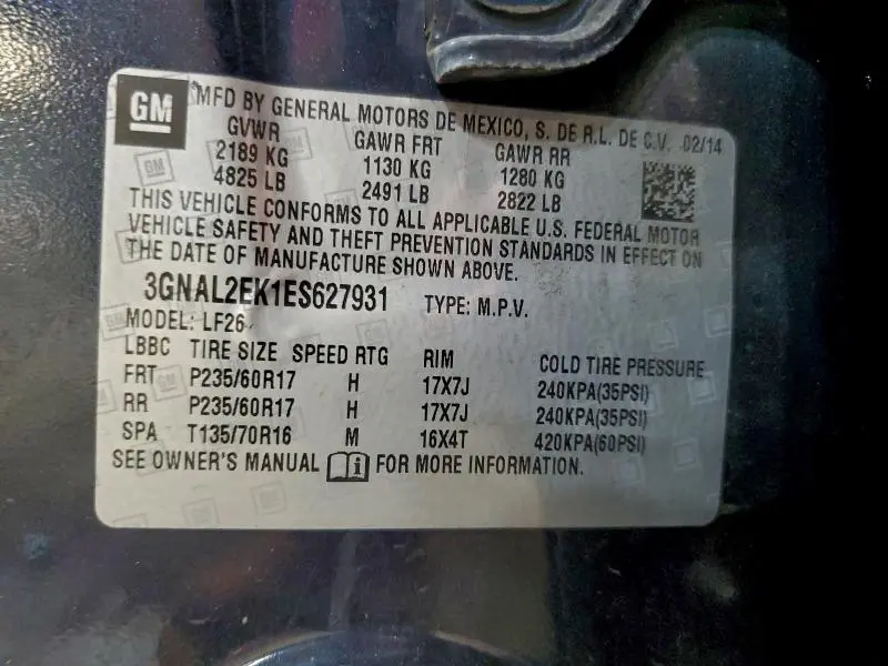 2014 CHEVROLET CAPTIVA LS  