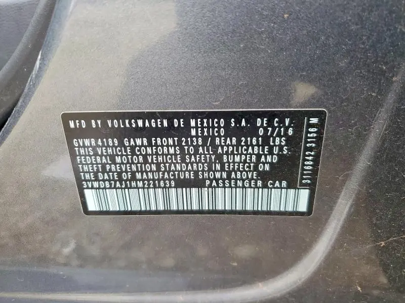 2017 VOLKSWAGEN JETTA SE  