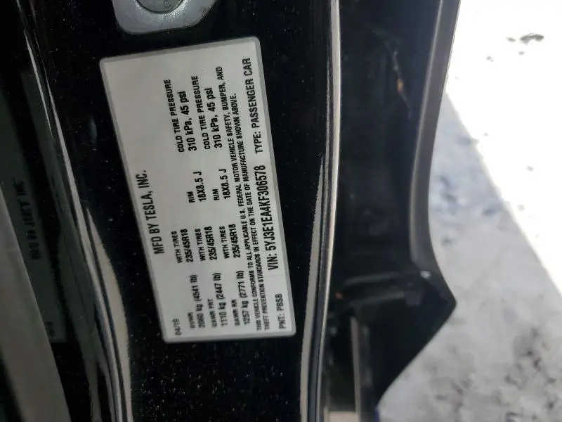 2019 TESLA MODEL 3   