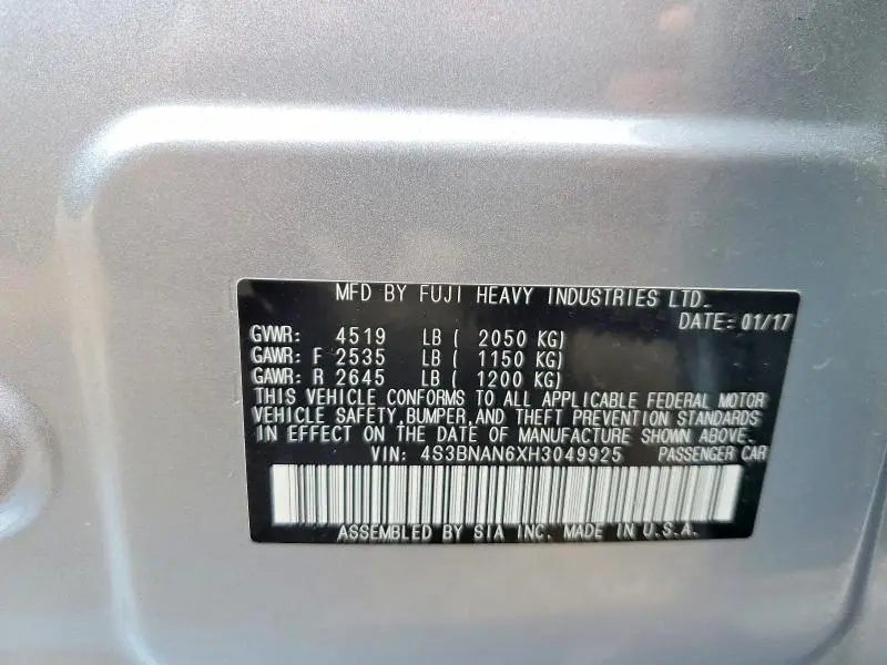 2017 SUBARU LEGACY 2.5I LIMITED  