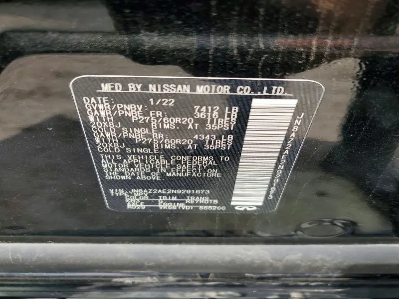 2022 INFINITI QX80 LUXE  
