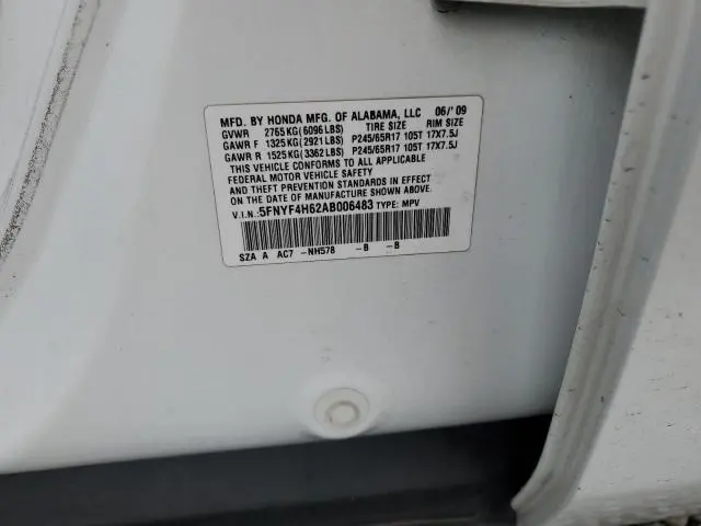 2010 HONDA PILOT EXL  