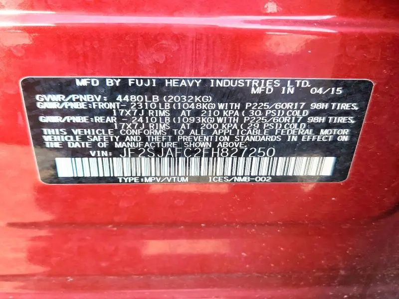 2015 SUBARU FORESTER 2.5I PREMIUM  