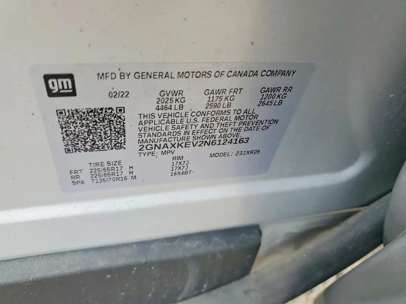 2022 CHEVROLET EQUINOX LT  