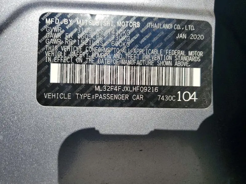 2020 MITSUBISHI MIRAGE G4 SE  