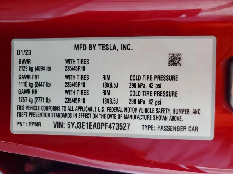 2023 TESLA MODEL 3   