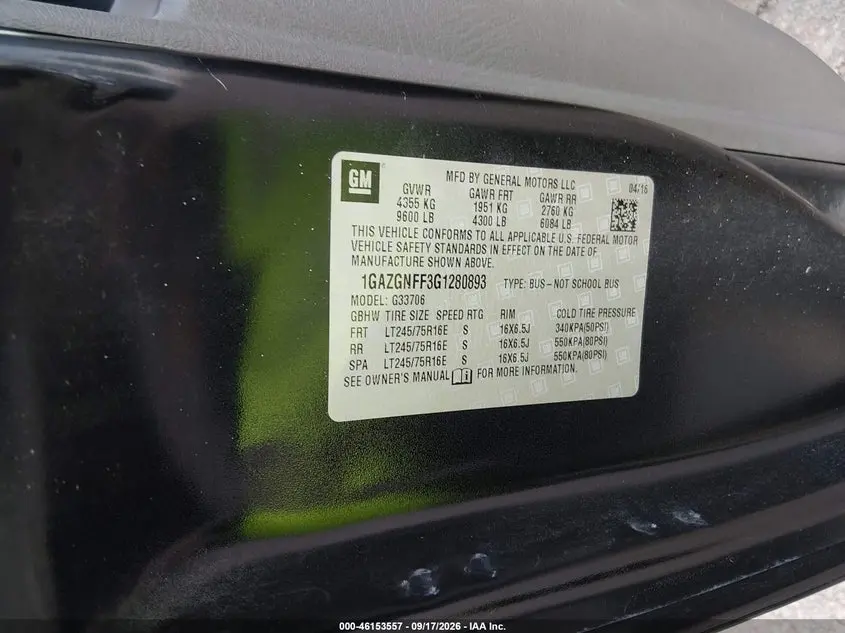 2016 CHEVROLET EXPRESS 3500 LS