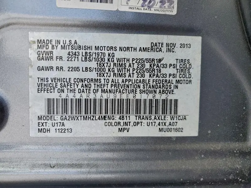 2014 MITSUBISHI OUTLANDER SPORT ES  