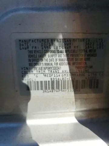 2017 NISSAN SENTRA S  