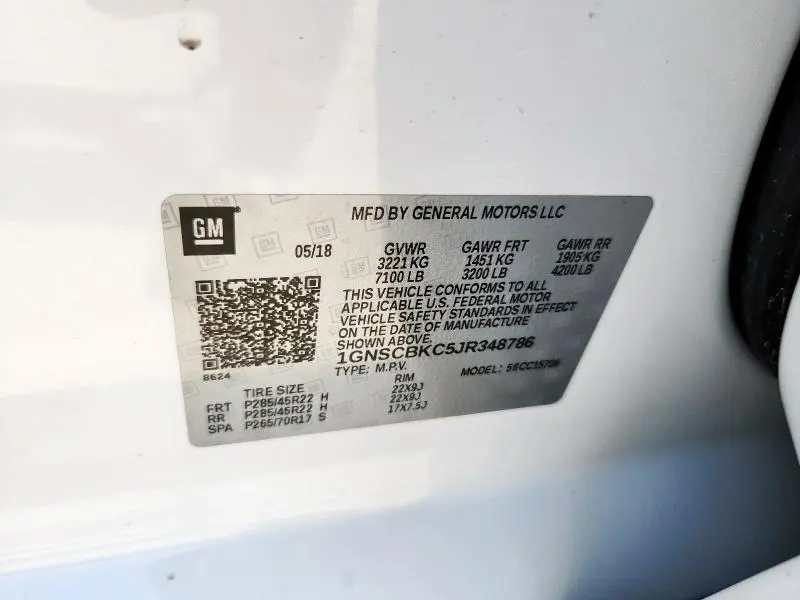 2018 CHEVROLET TAHOE C1500 LT  