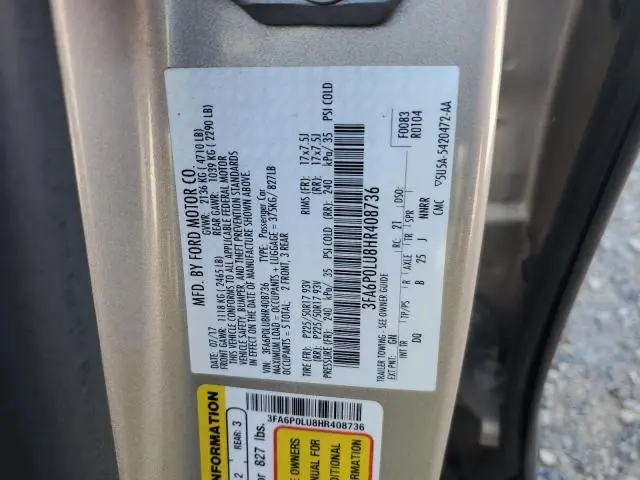 2017 FORD FUSION SE HYBRID  