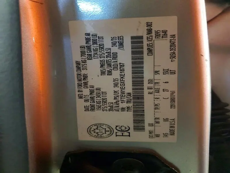 2015 FORD F150 SUPERCREW  
