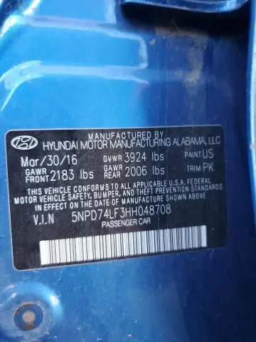 2017 HYUNDAI ELANTRA SE  