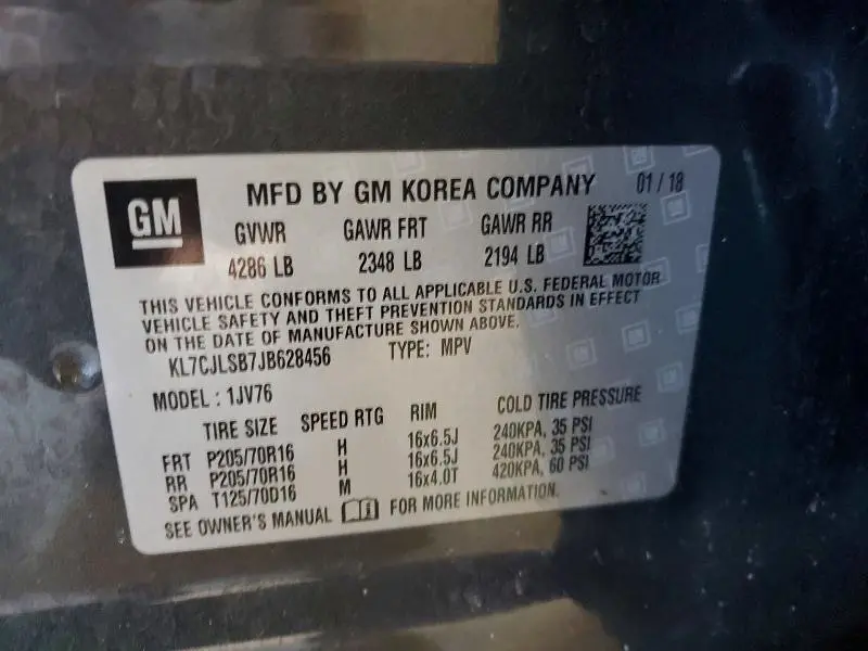 2018 CHEVROLET TRAX 1LT  