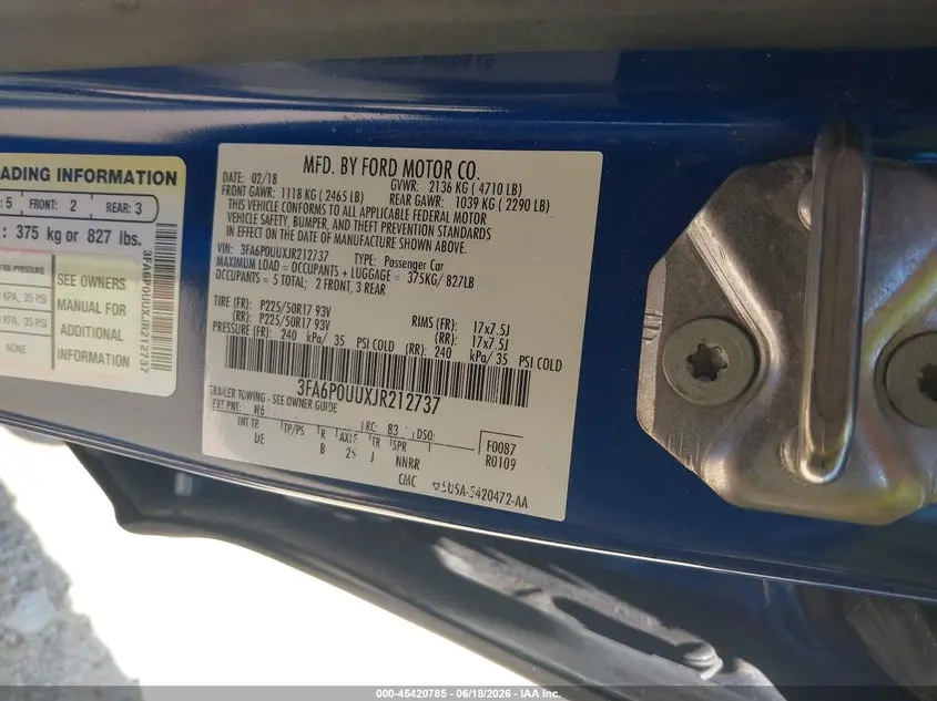 2018 FORD FUSION HYBRID S
