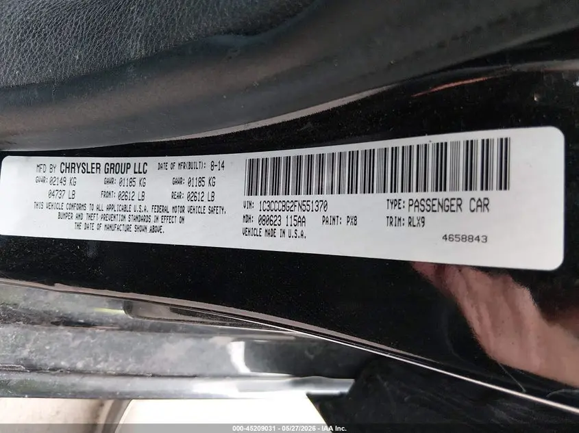 2015 CHRYSLER 200 S