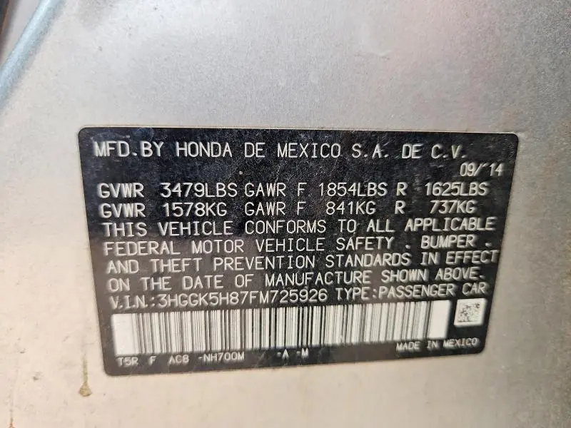 2015 HONDA FIT EX  