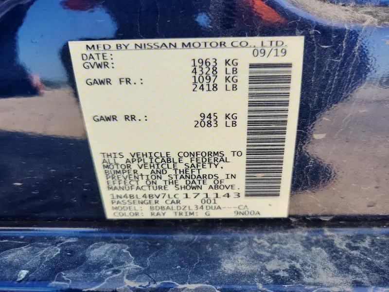 2020 NISSAN ALTIMA S  