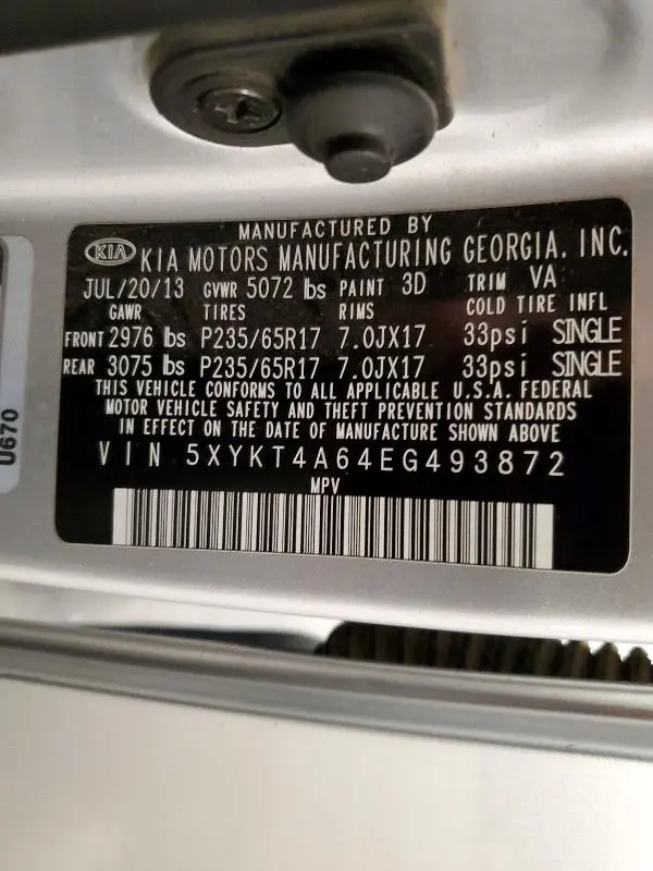 2014 KIA SORENTO LX  