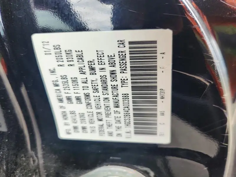 2012 HONDA ACCORD EXL  