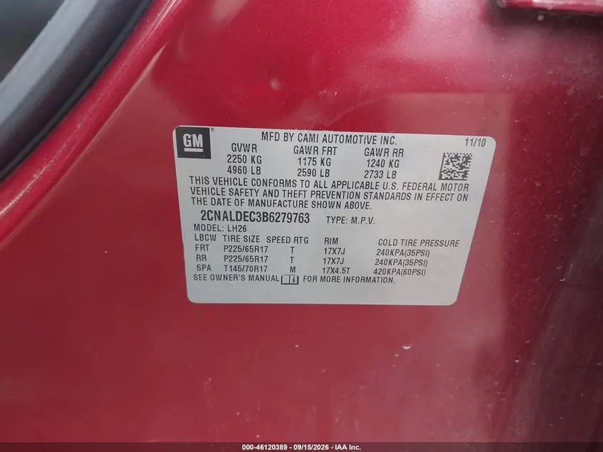 2011 CHEVROLET EQUINOX 1LT