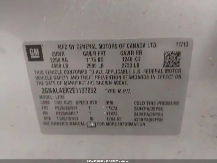 2014 CHEVROLET EQUINOX LS