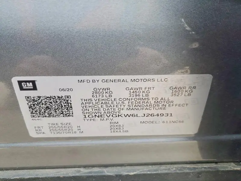 2020 CHEVROLET TRAVERSE LT  