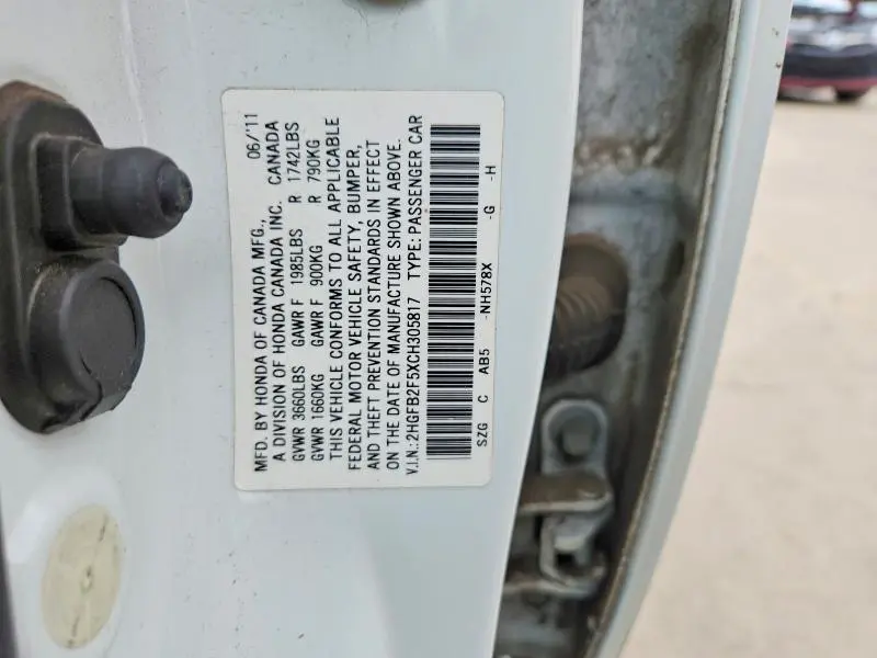 2012 HONDA CIVIC LX  