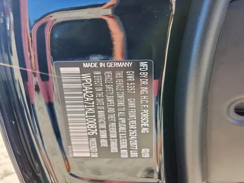 2019 PORSCHE PANAMERA BASE  