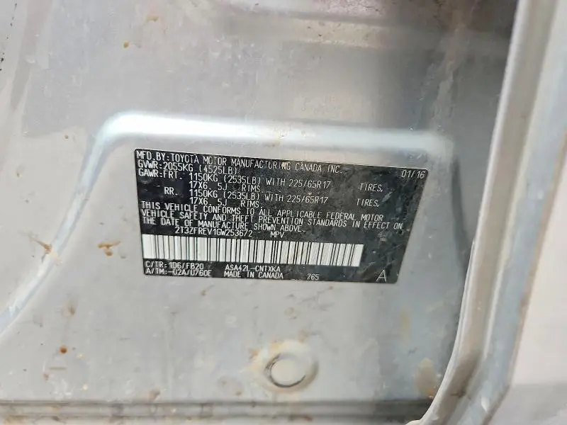 2016 TOYOTA RAV4 LE  