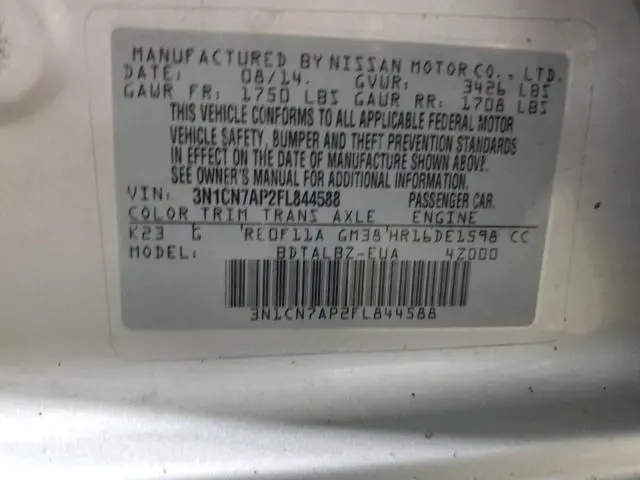 2015 NISSAN VERSA 1.6 SV  