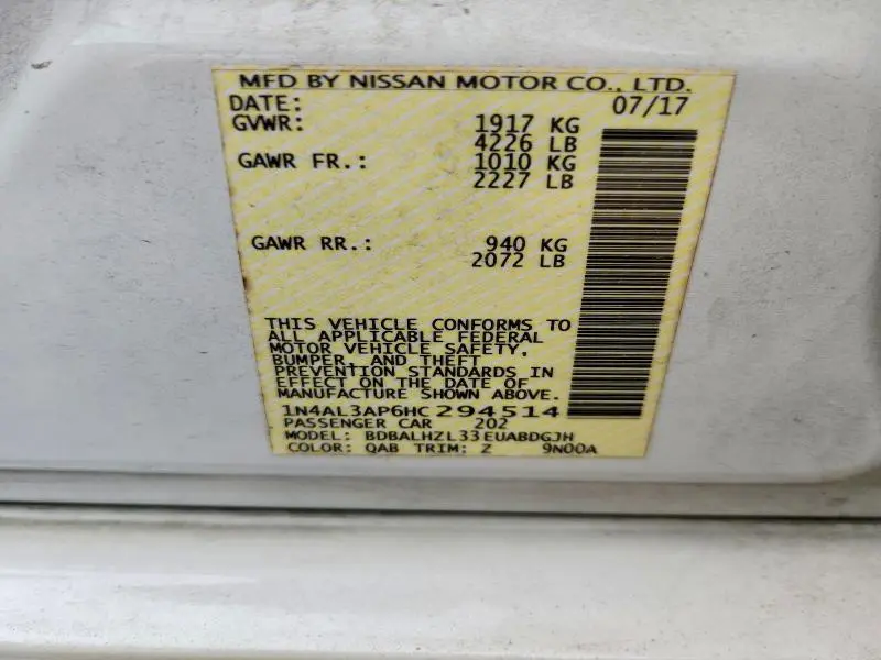 2017 NISSAN ALTIMA 2.5 SR  